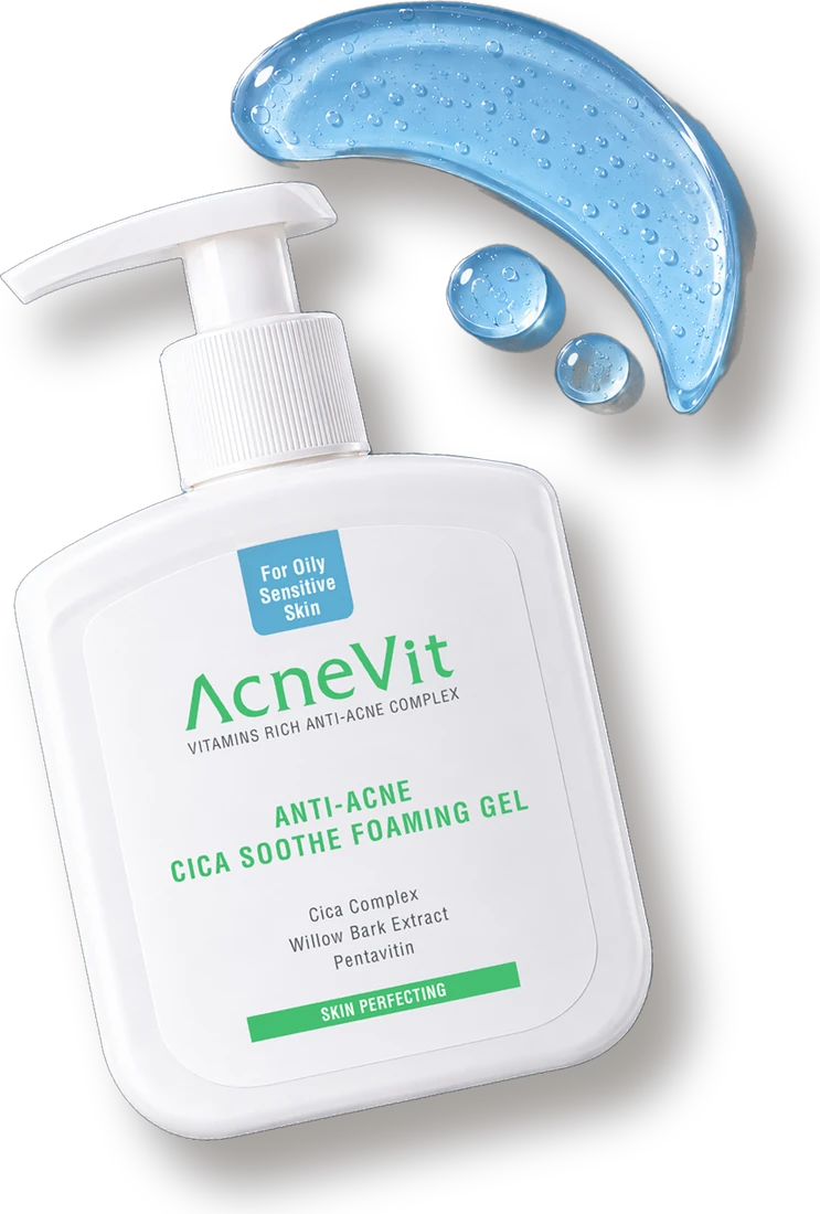 AcneVit Cica Soothe Foaming Gel with gel texture